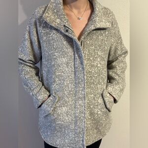 Democracy Lined Zip Up gray animal print jacket.